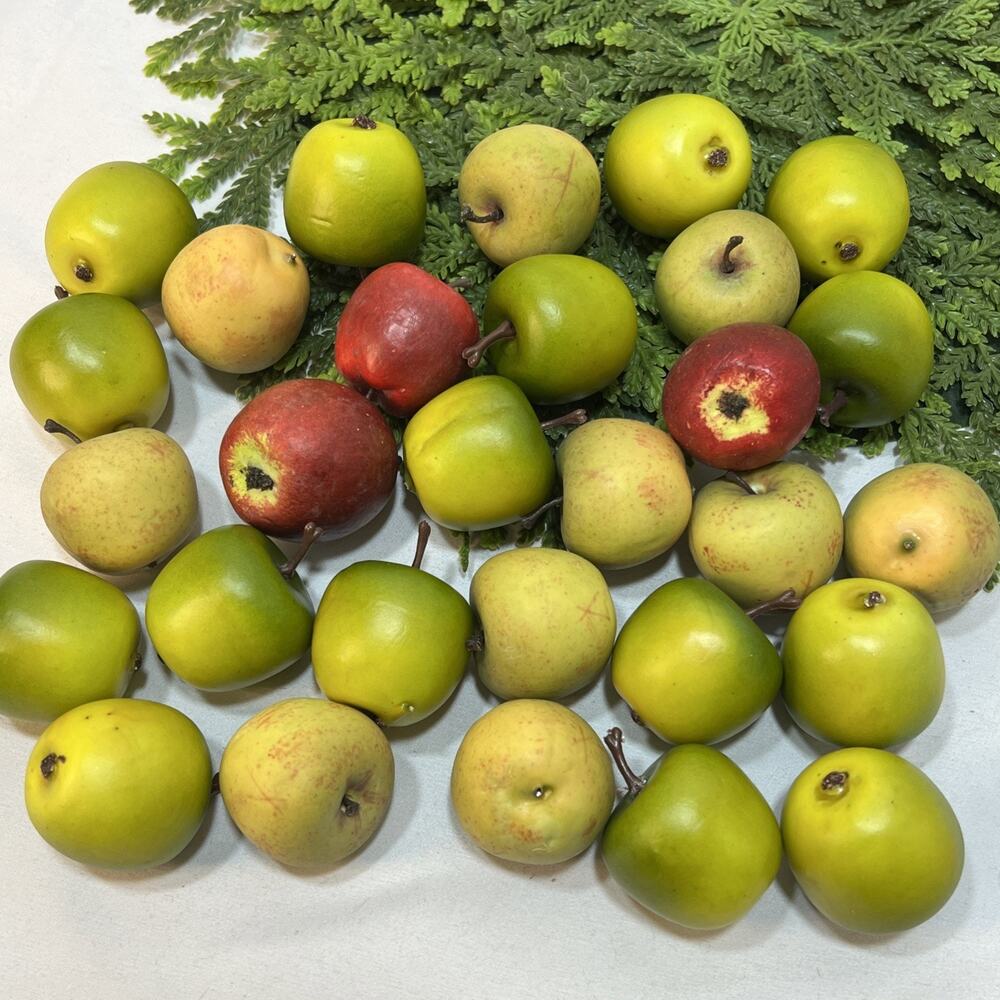 Vintage Lot of 28 Realistic Faux Fruit Red Green Yellow Apples 1.25-1.5" Apple